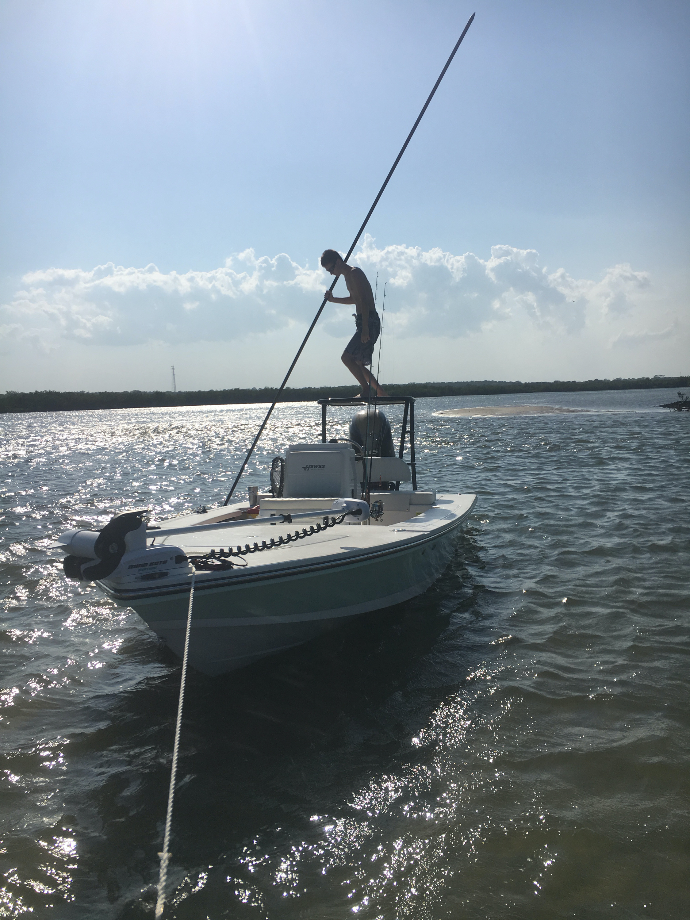 boat with poling platform being used