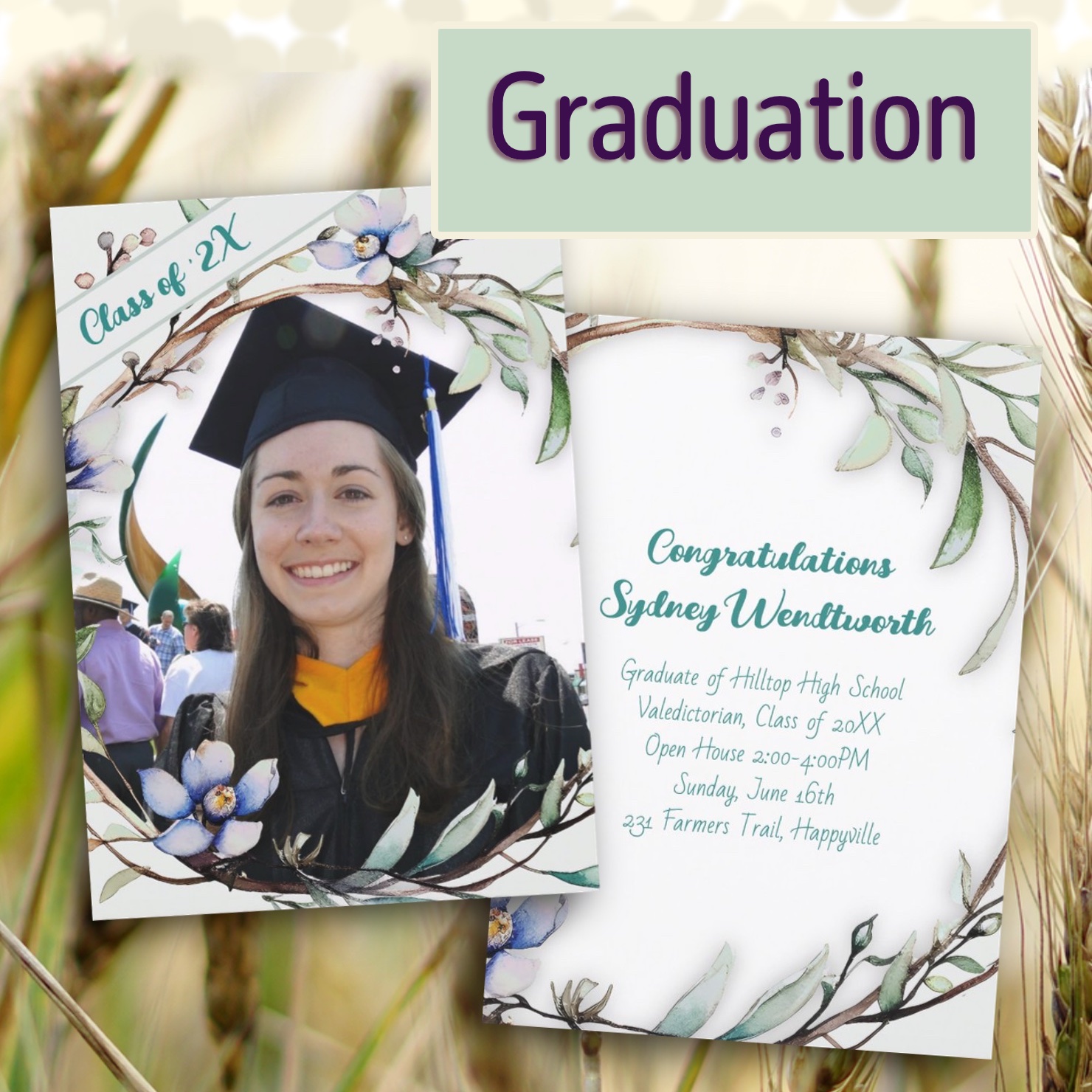 Graduation announcements and party invitations