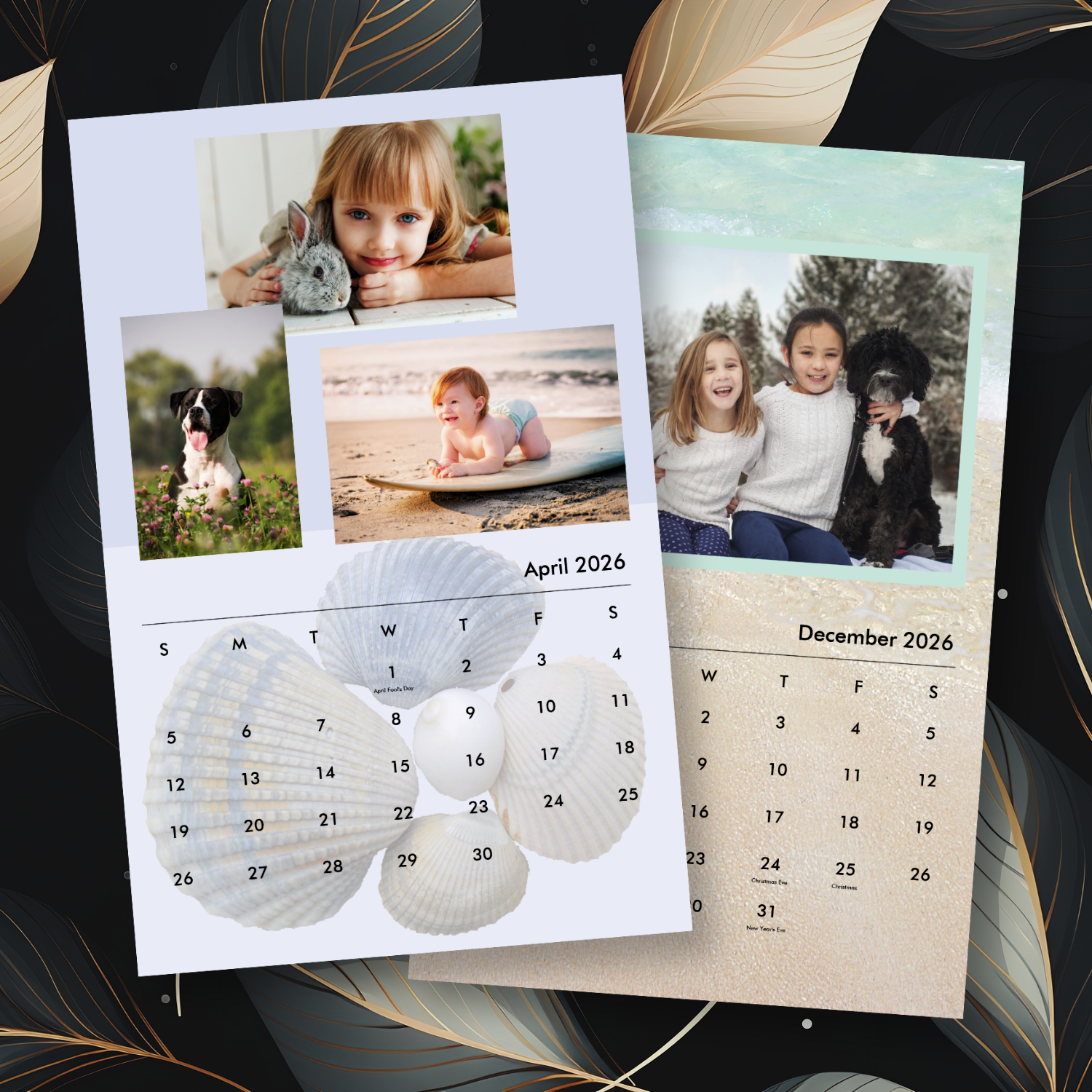Custom family photo calendar for the wall.