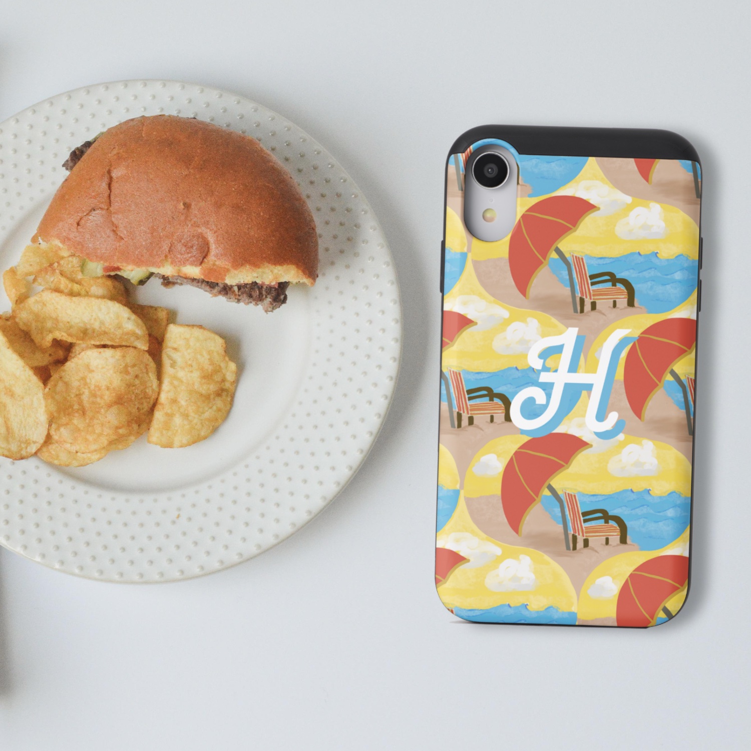 Beach chair illustrated pattern phone case 